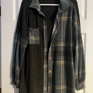 Lovely Melody Charcoal/blue shacket